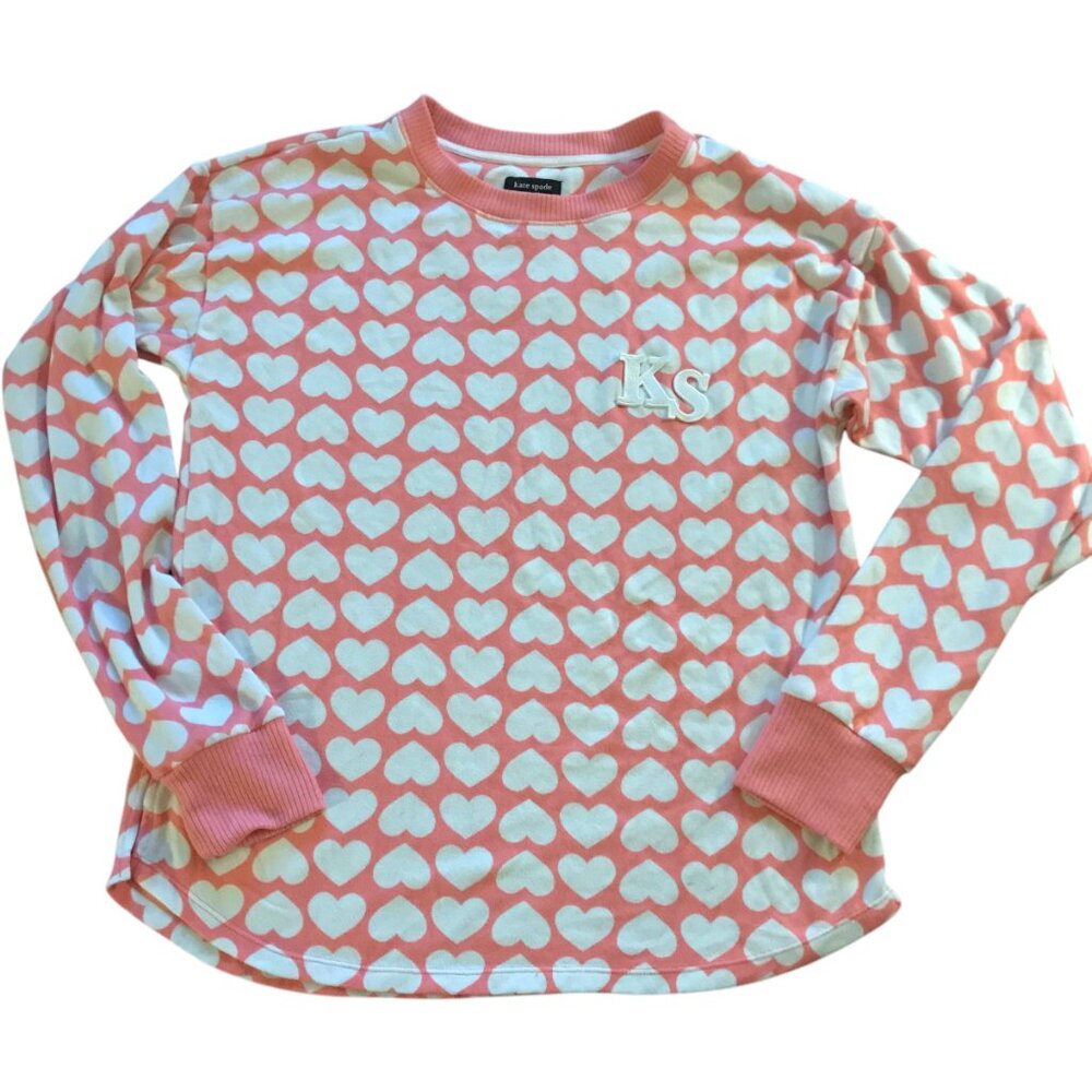 KATE SPADE PAJAMA Valentine Lounge SET PJS PINK WITH WHITE HEARTS. SIZE WOMEN'S - Picture 4 of 13